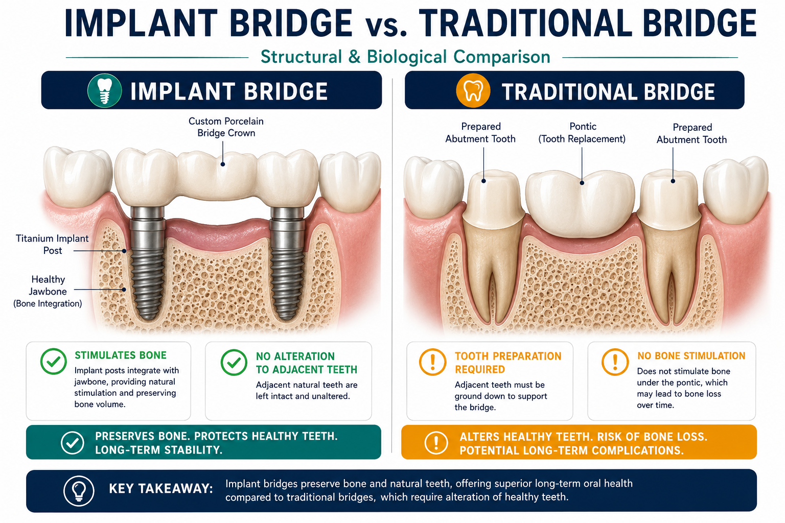 Implant Bridges vs Traditional Bridges: Advantages and Disadvantages Explained 2 Implant Bridges vs Traditional Bridges