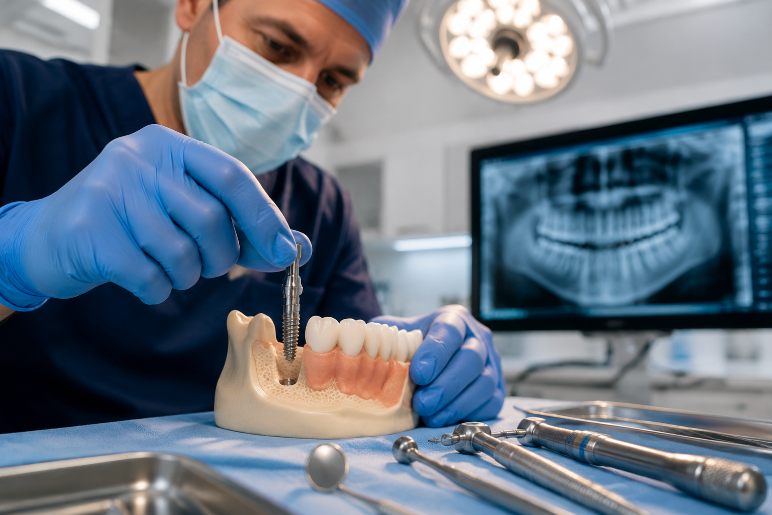 Dental Implants Procedure Timeline Explained Clearly 2 dentist working on an implant
