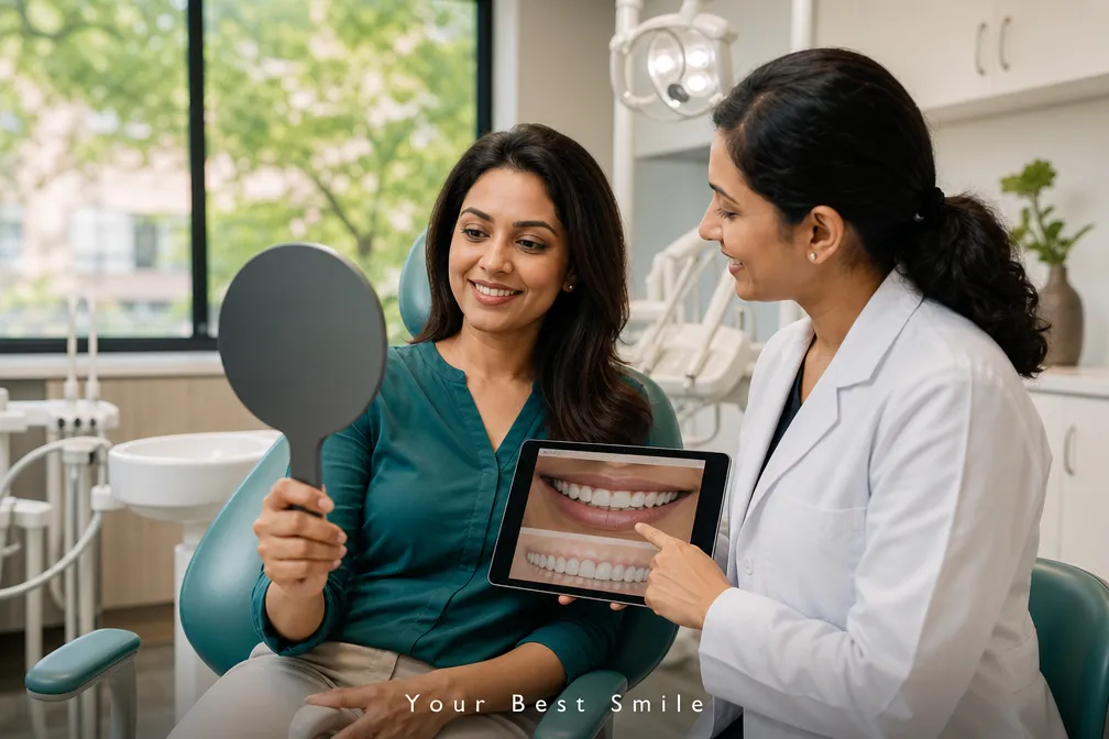 Composite Veneers vs Porcelain Veneers: A Complete Guide to Choosing the Right Option 1 Patient seeing her new smile